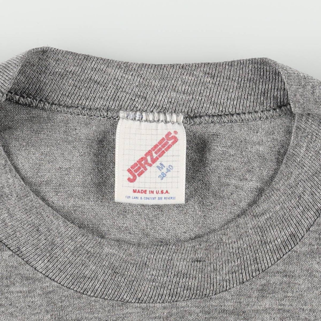 80s-90'S Jerzees Print T-Shirt, Made in USA, Men's Size M (approx.), Vintage polyester gray type Vintage Second Hand