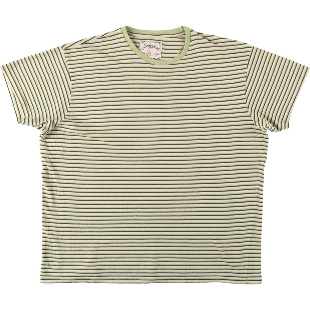 Springfield Multi-Border Striped T-Shirt, Men's XL (approx.) unclear yellow type Vintage Second Hand