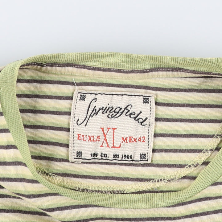 Springfield Multi-Border Striped T-Shirt, Men's XL (approx.) unclear yellow type Vintage Second Hand