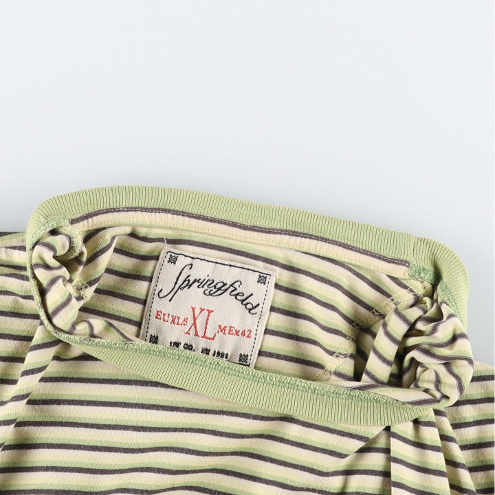 Springfield Multi-Border Striped T-Shirt, Men's XL (approx.) unclear yellow type Vintage Second Hand