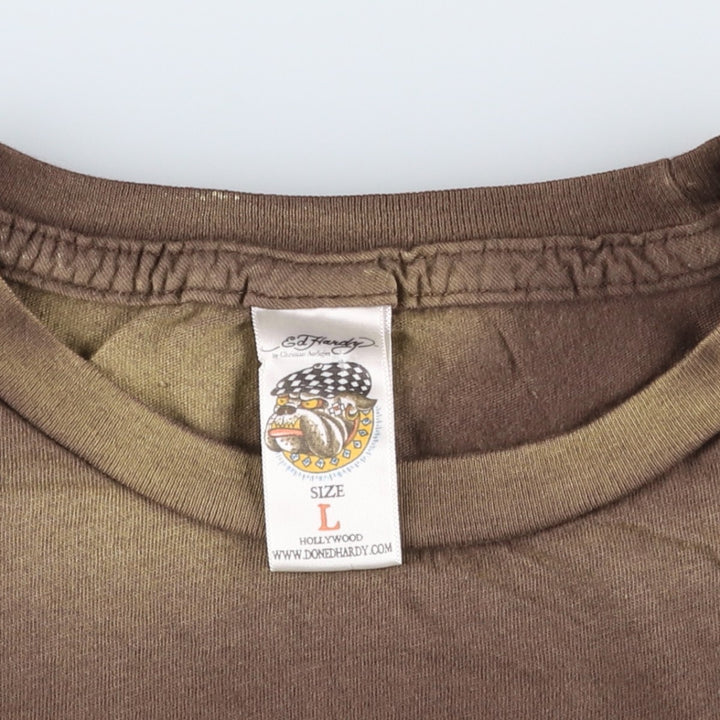 Ed Hardy Art T-shirt, Made in USA, Men's Size L (approx.) cotton brown type Vintage Second Hand