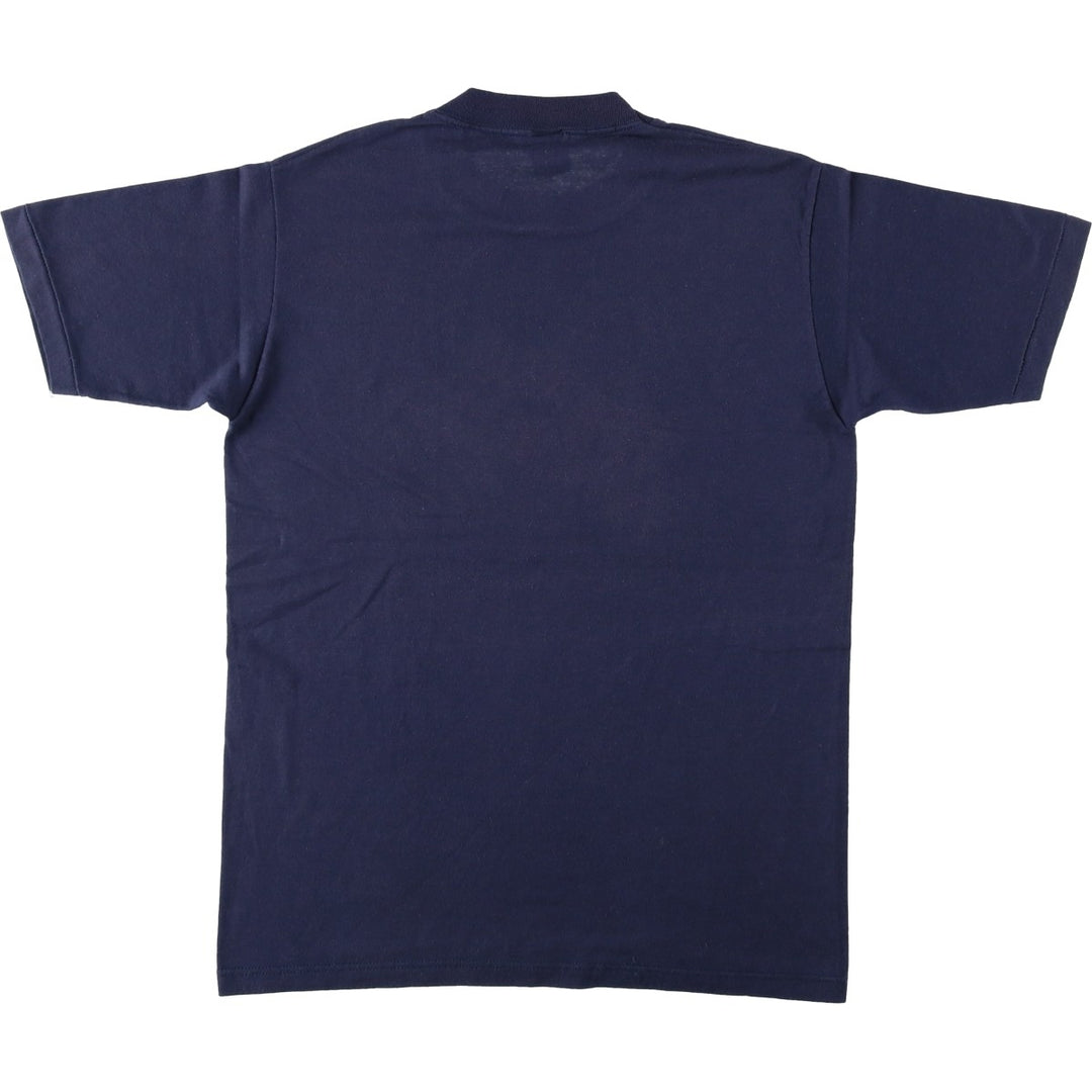 70s-80'S Jerzees by Russell Print T-Shirt, Made in USA, Men's Size M (approx.), Vintage polyester navy blue type Vintage Second Hand
