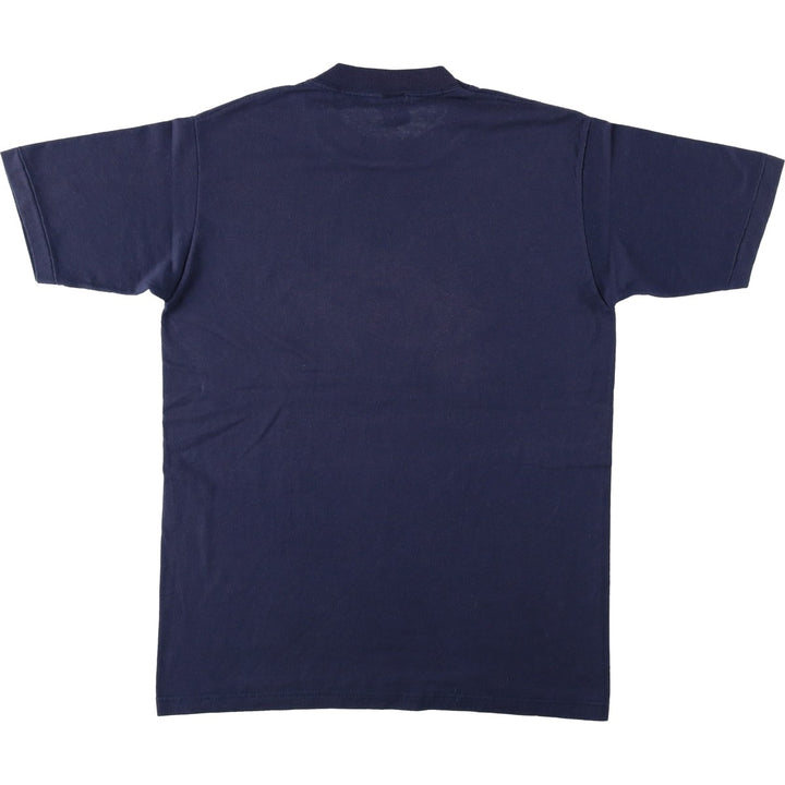 70s-80'S Jerzees by Russell Print T-Shirt, Made in USA, Men's Size M (approx.), Vintage polyester navy blue type Vintage Second Hand