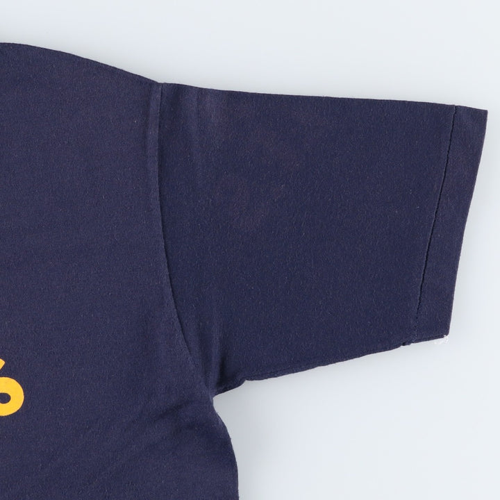 70s-80'S Jerzees by Russell Print T-Shirt, Made in USA, Men's Size M (approx.), Vintage polyester navy blue type Vintage Second Hand