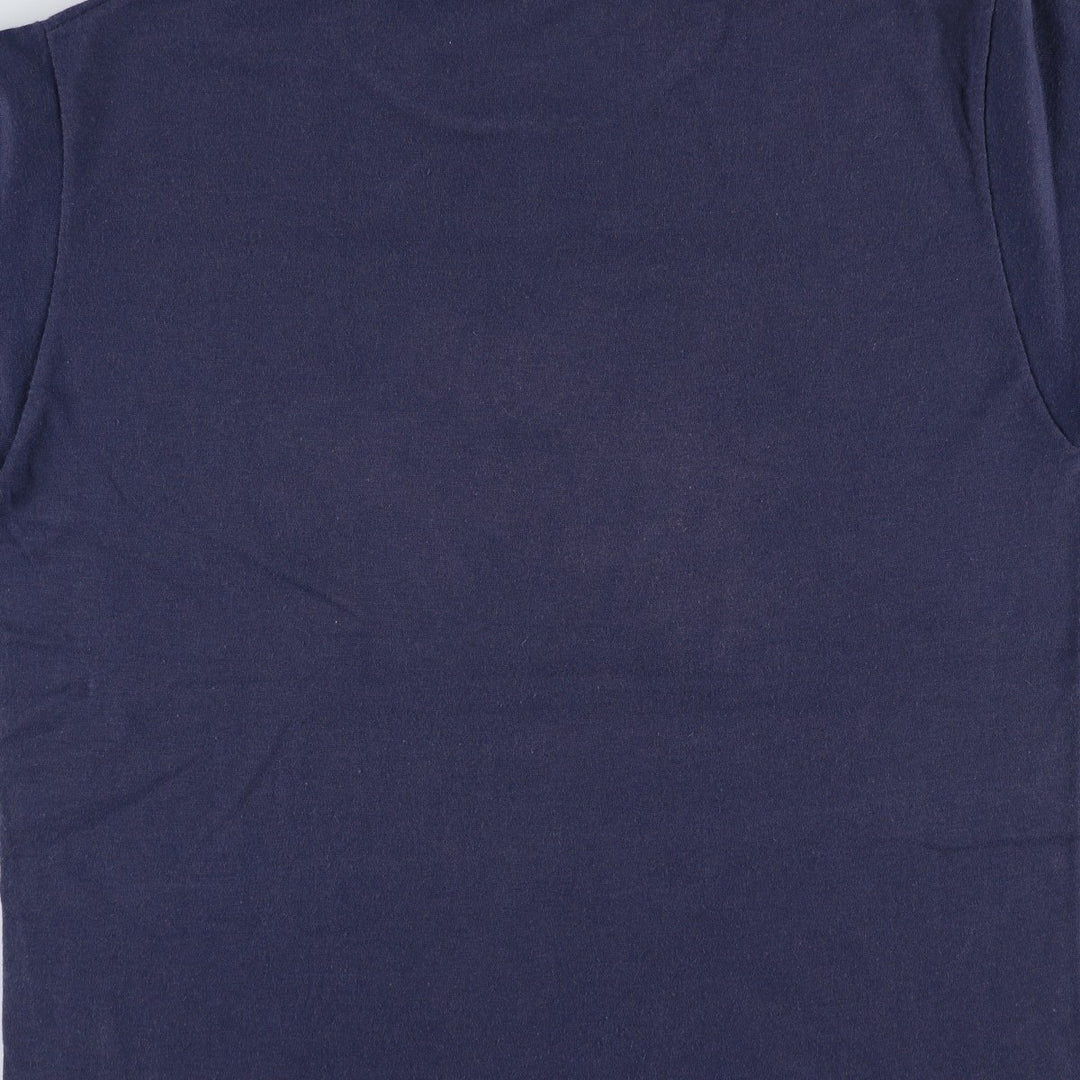 70s-80'S Jerzees by Russell Print T-Shirt, Made in USA, Men's Size M (approx.), Vintage polyester navy blue type Vintage Second Hand