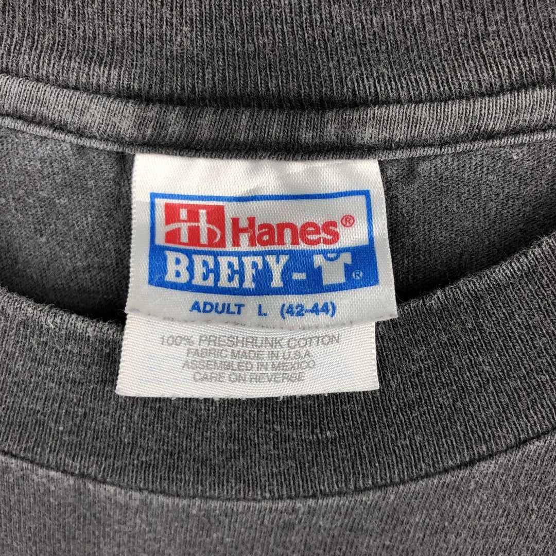 90'S Hanes BEEFY-T printed T-shirt, men's size L, vintage cotton black type Vintage Second Hand