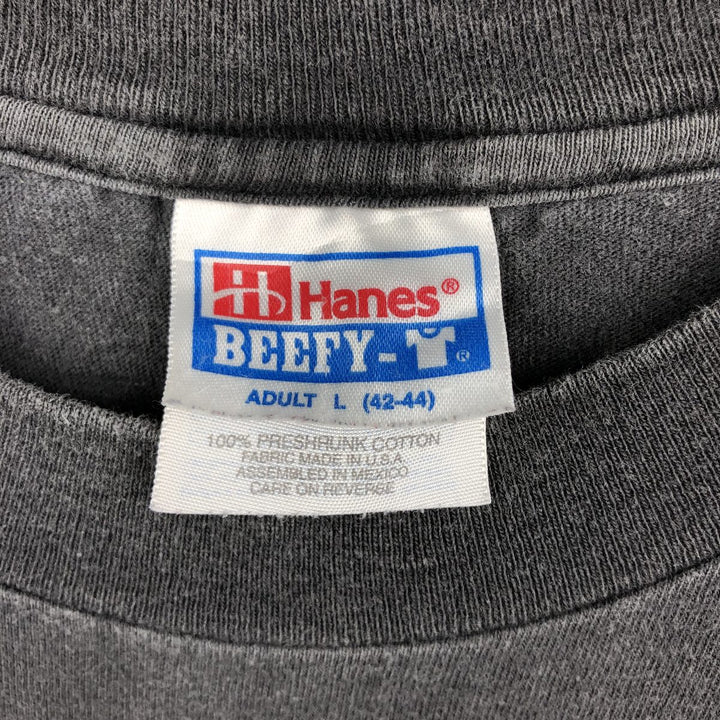 90'S Hanes BEEFY-T printed T-shirt, men's size L, vintage cotton black type Vintage Second Hand