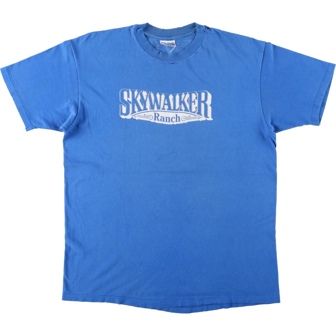 80'S Hanes BEEFY-T Blue Tag SKYWALKER Ranch Advertising T-Shirt, Made in USA, Men's XL equivalent, Vintage cotton blue type Vintage Second Hand