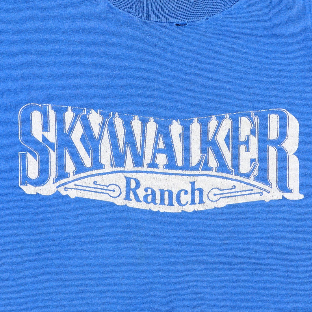 80'S Hanes BEEFY-T Blue Tag SKYWALKER Ranch Advertising T-Shirt, Made in USA, Men's XL equivalent, Vintage cotton blue type Vintage Second Hand
