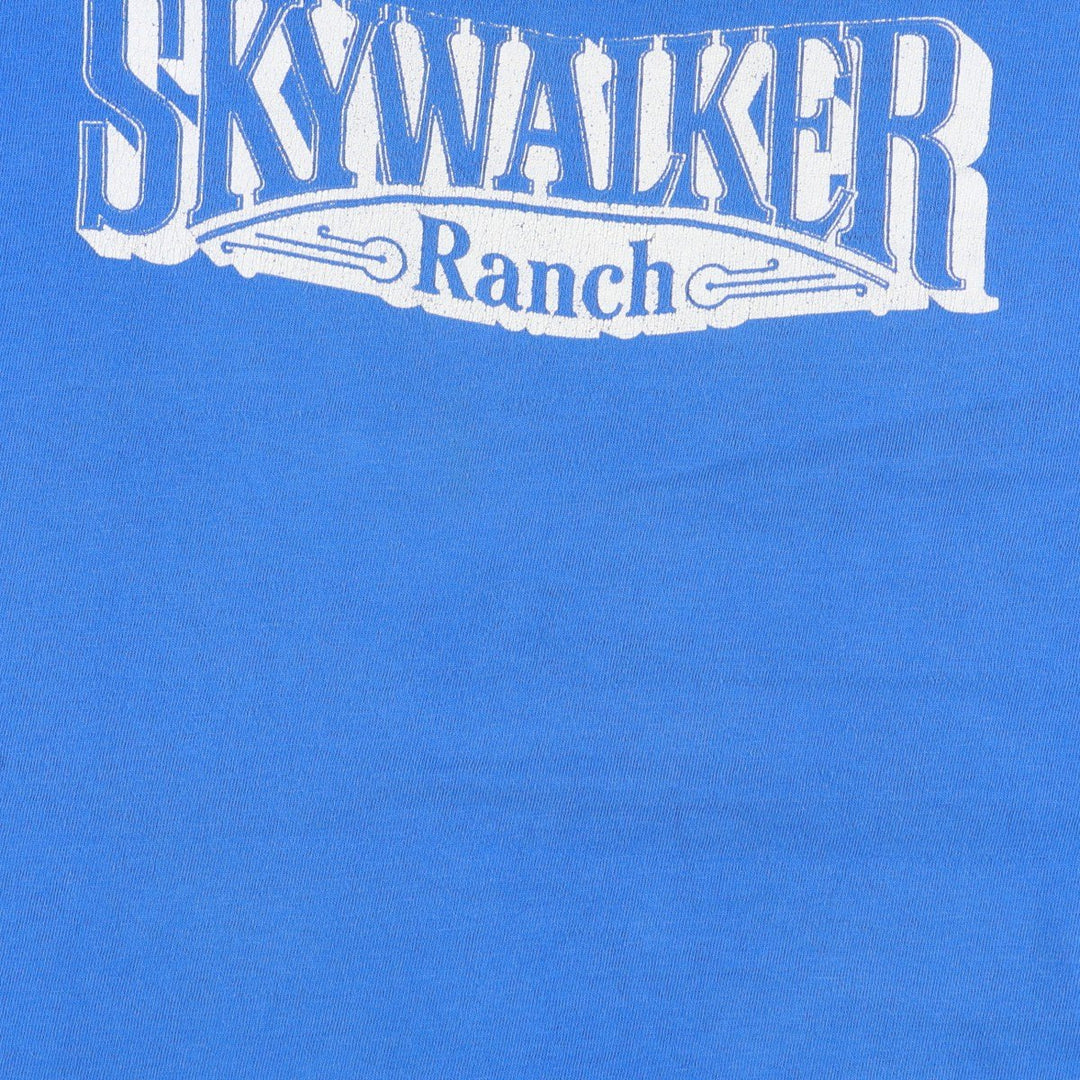 80'S Hanes BEEFY-T Blue Tag SKYWALKER Ranch Advertising T-Shirt, Made in USA, Men's XL equivalent, Vintage cotton blue type Vintage Second Hand