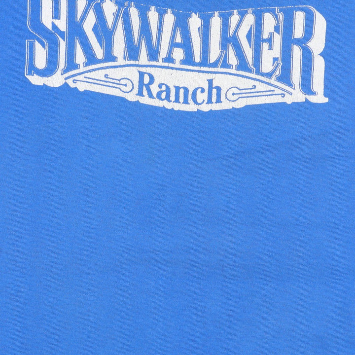 80'S Hanes BEEFY-T Blue Tag SKYWALKER Ranch Advertising T-Shirt, Made in USA, Men's XL equivalent, Vintage cotton blue type Vintage Second Hand