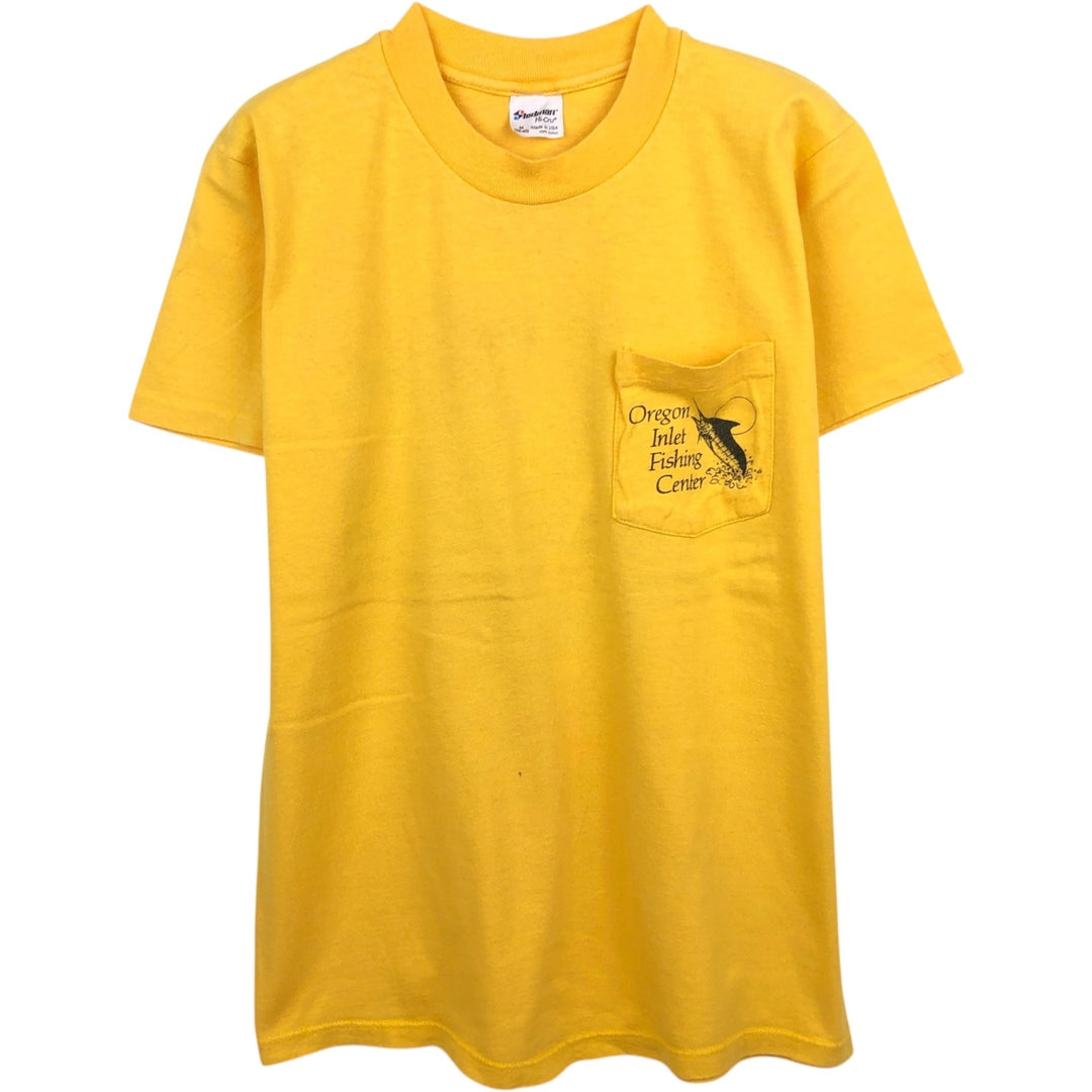 90'S Stedman HI CRU Fish Print T-Shirt, Made in USA, Men's Size M (approx.) cotton yellow type Vintage Second Hand