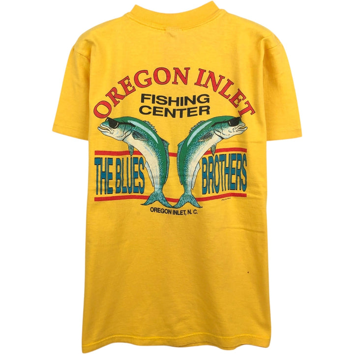90'S Stedman HI CRU Fish Print T-Shirt, Made in USA, Men's Size M (approx.) cotton yellow type Vintage Second Hand