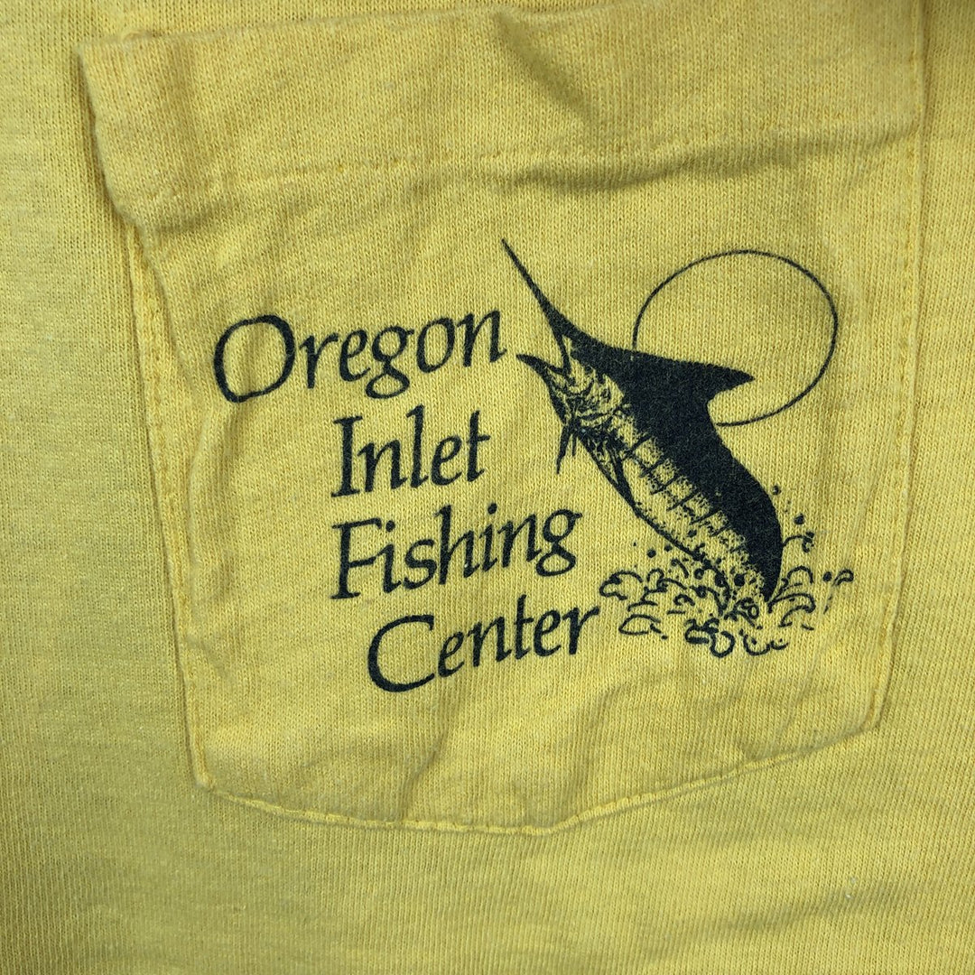 90'S Stedman HI CRU Fish Print T-Shirt, Made in USA, Men's Size M (approx.) cotton yellow type Vintage Second Hand