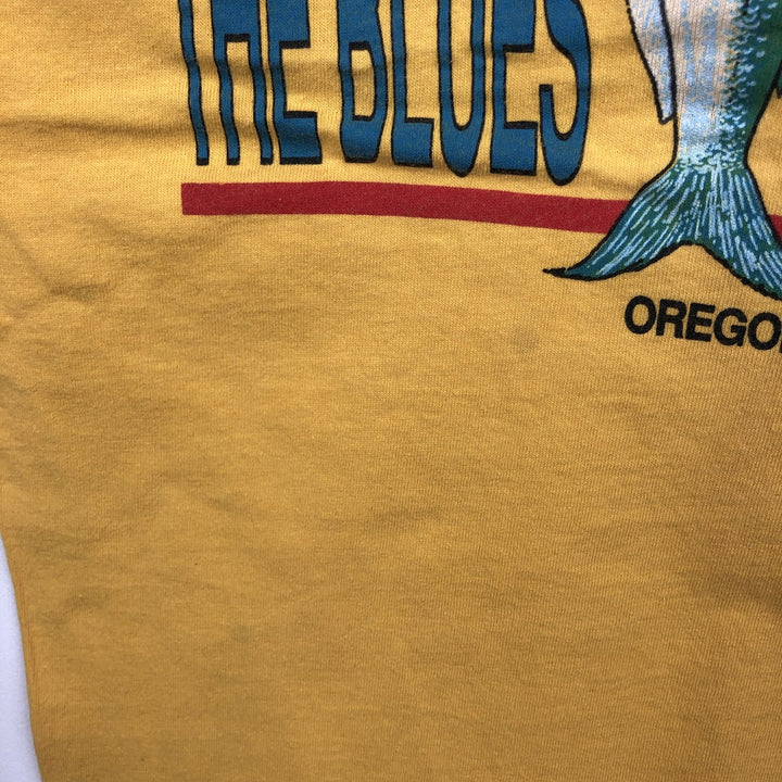 90'S Stedman HI CRU Fish Print T-Shirt, Made in USA, Men's Size M (approx.) cotton yellow type Vintage Second Hand
