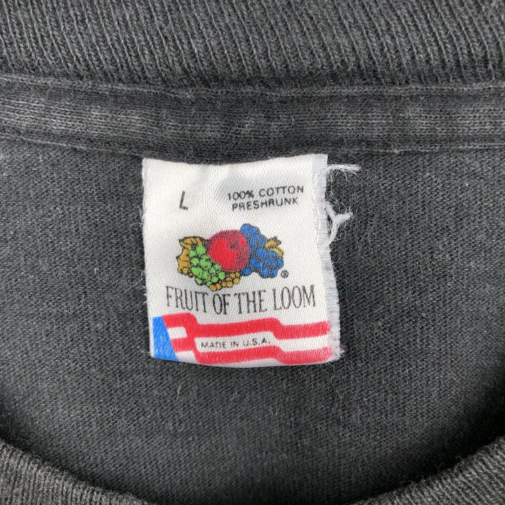 90'S Fruit of the Loom printed T-shirt, made in the USA, men's size L, vintage cotton black type Vintage Second Hand
