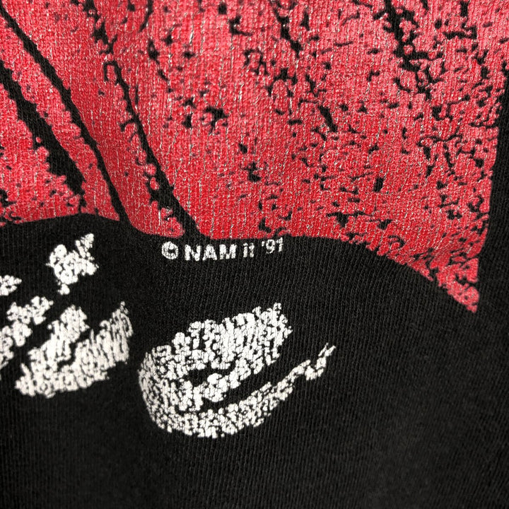 90'S Fruit of the Loom printed T-shirt, made in the USA, men's size L, vintage cotton black type Vintage Second Hand
