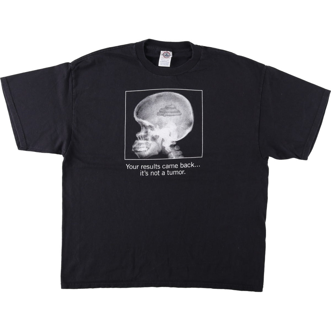 2000'S Delta Skull Pattern Message Print T-Shirt (Men's XL equivalent) cotton black type Vintage Second Hand