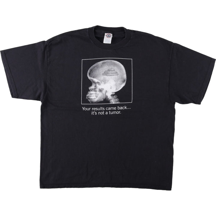2000'S Delta Skull Pattern Message Print T-Shirt (Men's XL equivalent) cotton black type Vintage Second Hand