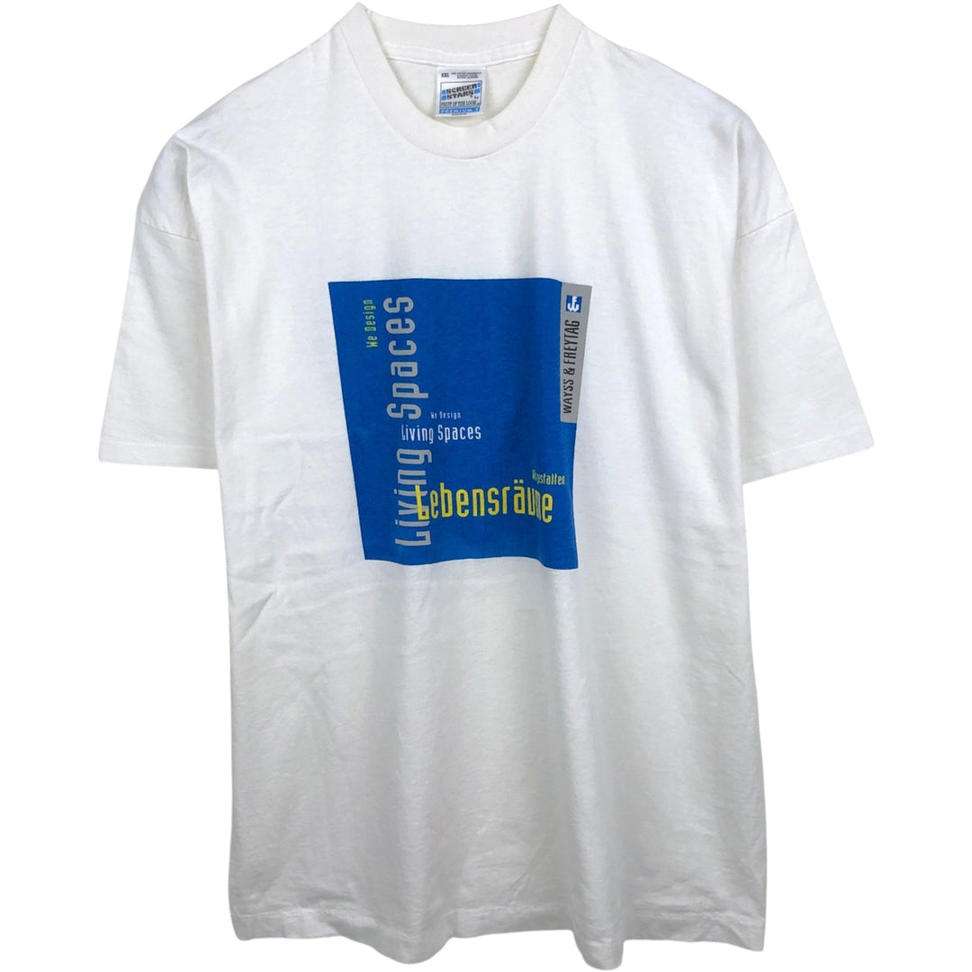 90'S Screen Stars Print T-Shirt, Made in Ireland, XXL (Equivalent to Men's XXL), Vintage cotton white type Vintage Second Hand