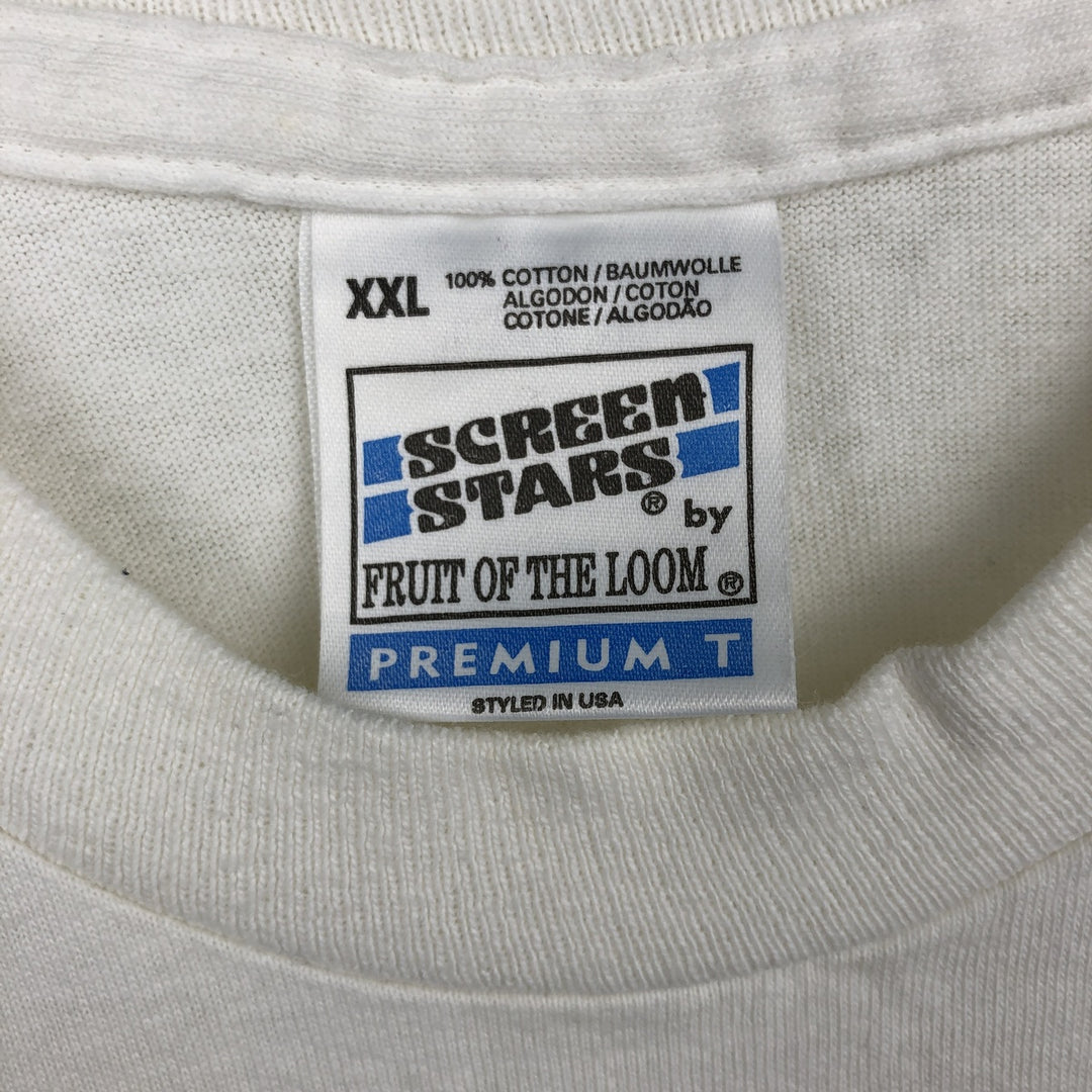 90'S Screen Stars Print T-Shirt, Made in Ireland, XXL (Equivalent to Men's XXL), Vintage cotton white type Vintage Second Hand