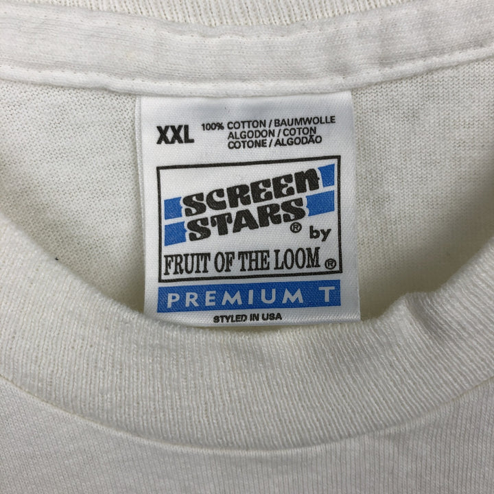 90'S Screen Stars Print T-Shirt, Made in Ireland, XXL (Equivalent to Men's XXL), Vintage cotton white type Vintage Second Hand