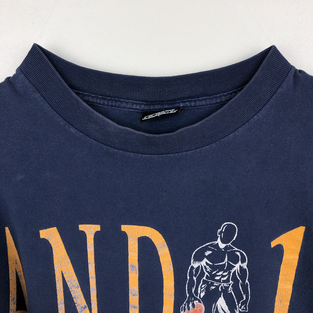 90s-00'S AND1 Sports Print T-Shirt, Made in USA, Men's Size L (Equivalent), Vintage cotton navy blue type Vintage Second Hand