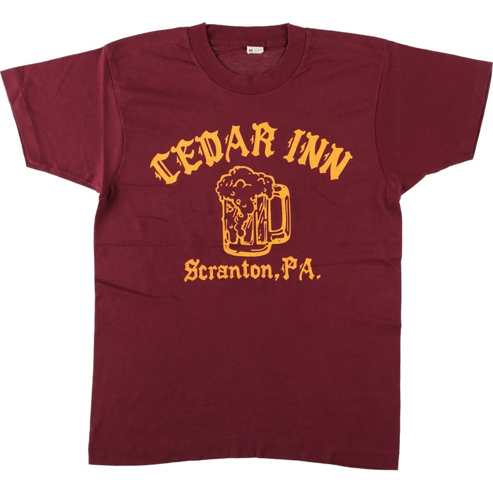 ~90'S CEDAR INN Advertising T-Shirt, Made in USA, Men's Size M (Equivalent), Vintage cotton wine-red Vintage Second Hand
