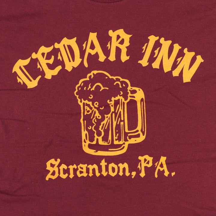 ~90'S CEDAR INN Advertising T-Shirt, Made in USA, Men's Size M (Equivalent), Vintage cotton wine-red Vintage Second Hand