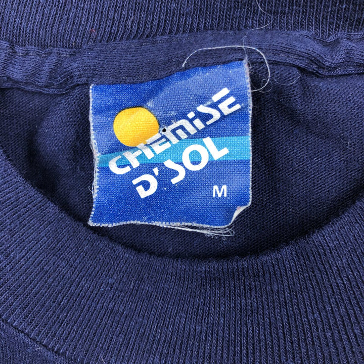 80s-90'S Chemise D'Sol Sun Pacific Message Print T-Shirt, Made in USA, Men's Size M (Equivalent), Vintage polyester navy blue type Vintage Second Hand