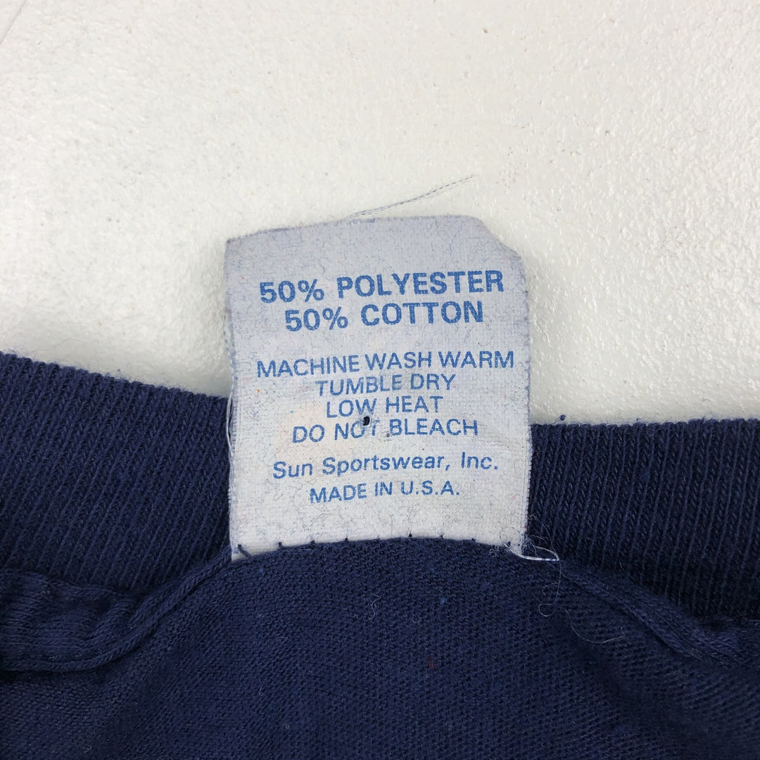 80s-90'S Chemise D'Sol Sun Pacific Message Print T-Shirt, Made in USA, Men's Size M (Equivalent), Vintage polyester navy blue type Vintage Second Hand