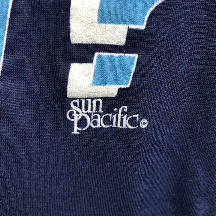 80s-90'S Chemise D'Sol Sun Pacific Message Print T-Shirt, Made in USA, Men's Size M (Equivalent), Vintage polyester navy blue type Vintage Second Hand