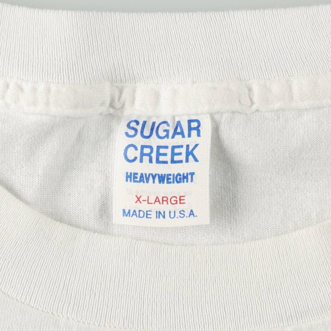 SUGAR CREEK HEAVYWEIGHT Printed T-Shirt, Made in USA, Men's XL (approx.) cotton white type Vintage Second Hand