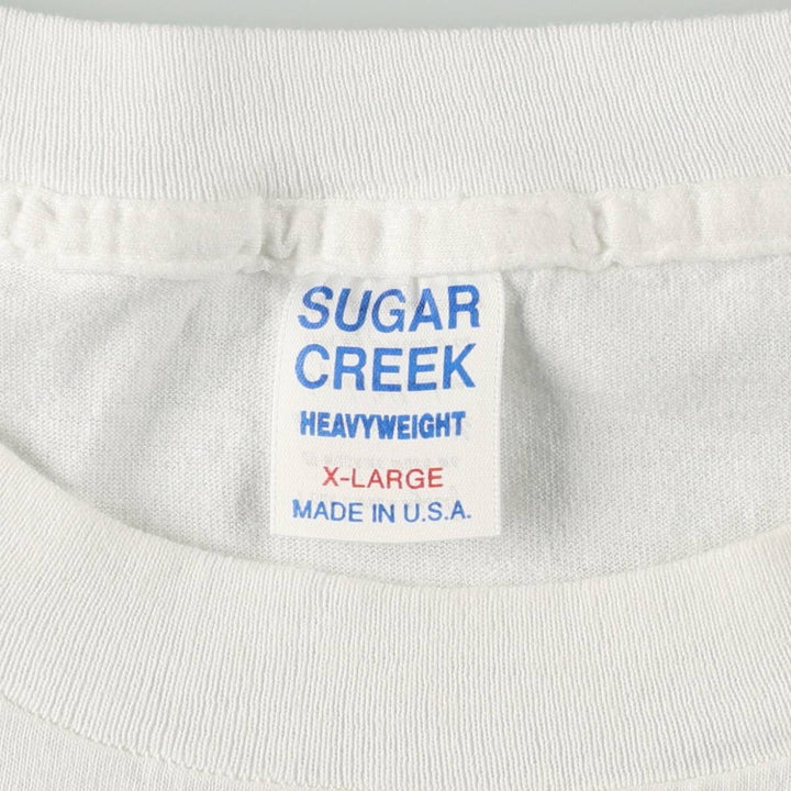 SUGAR CREEK HEAVYWEIGHT Printed T-Shirt, Made in USA, Men's XL (approx.) cotton white type Vintage Second Hand