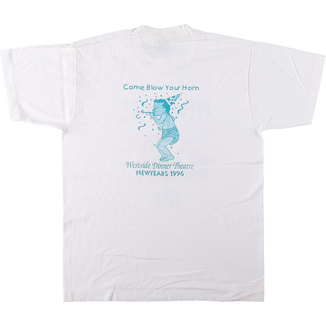 90'S Fruit of the Loom Digital Blues Print T-Shirt, Made in USA, Men's Size M (approx.), Vintage cotton white type Vintage Second Hand