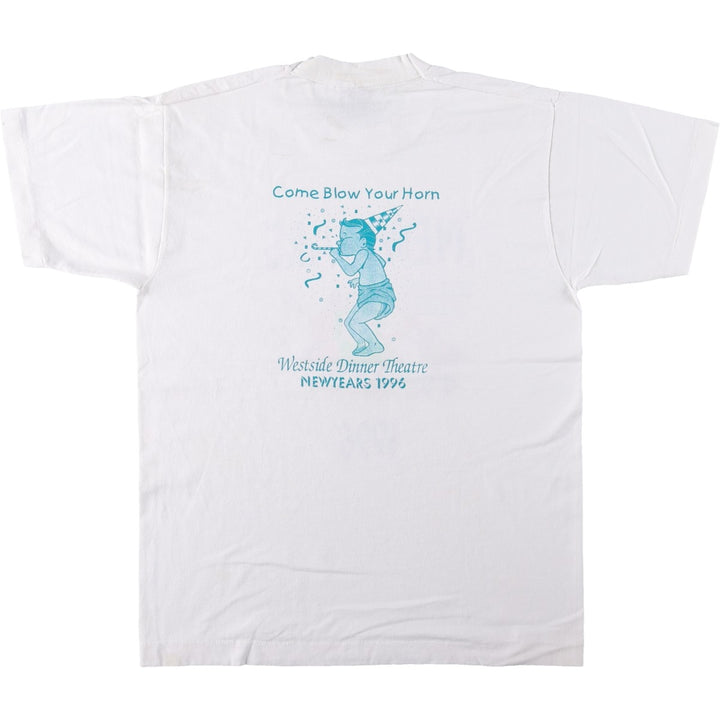 90'S Fruit of the Loom Digital Blues Print T-Shirt, Made in USA, Men's Size M (approx.), Vintage cotton white type Vintage Second Hand