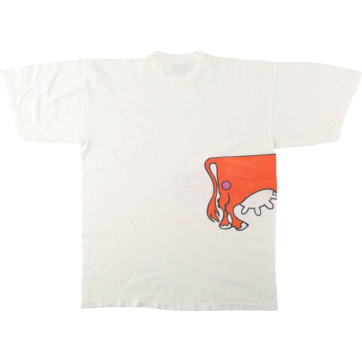 90'S Euroshirt Club Animal Pattern Print T-Shirt, Men's XL equivalent, Vintage cotton white type Vintage Second Hand