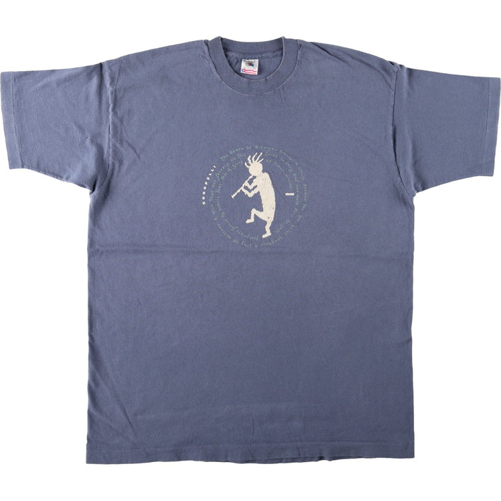 90'S Fruit of the Loom Kokopelli Print T-Shirt, Made in USA, Men's XL equivalent, Vintage cotton navy blue type Vintage Second Hand