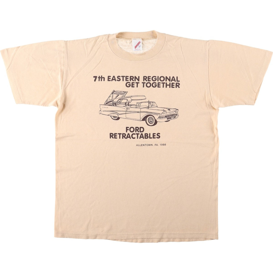 80'S Jerzees FORD Print T-Shirt, Made in USA, Men's Size L (approx.), Vintage cotton Beige type Vintage Second Hand