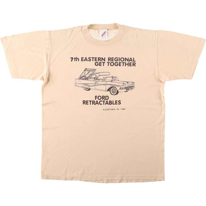 80'S Jerzees FORD Print T-Shirt, Made in USA, Men's Size L (approx.), Vintage cotton Beige type Vintage Second Hand
