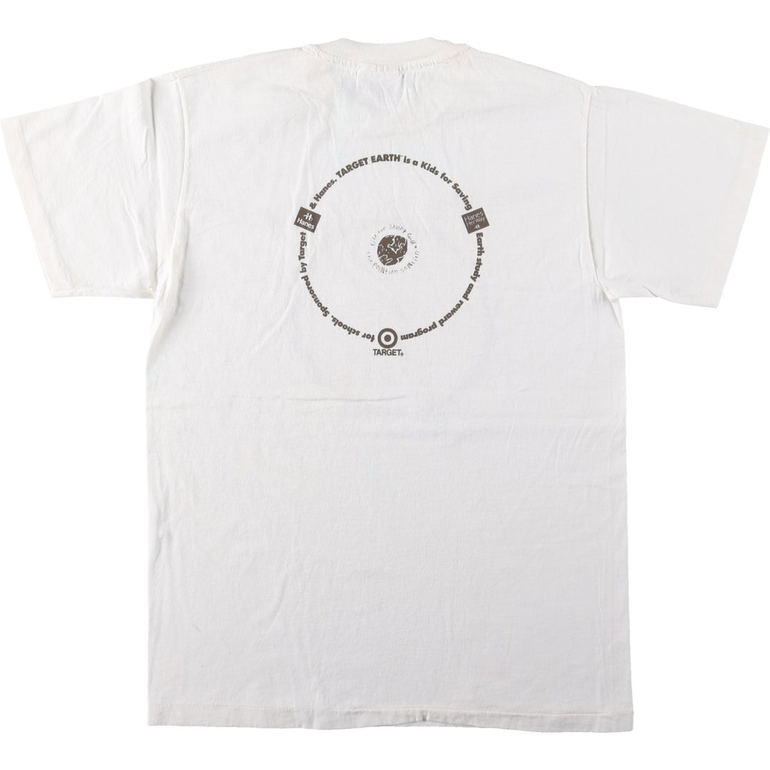 80'S Hanes Kids for Saving Earth Print T-Shirt, Made in USA, Men's Size M (approx.), Vintage cotton white type Vintage Second Hand