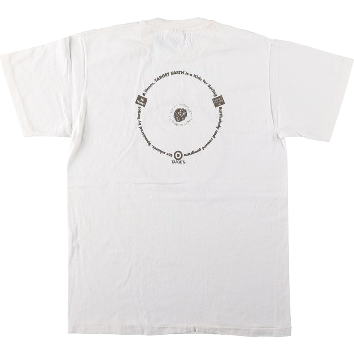 80'S Hanes Kids for Saving Earth Print T-Shirt, Made in USA, Men's Size M (approx.), Vintage cotton white type Vintage Second Hand