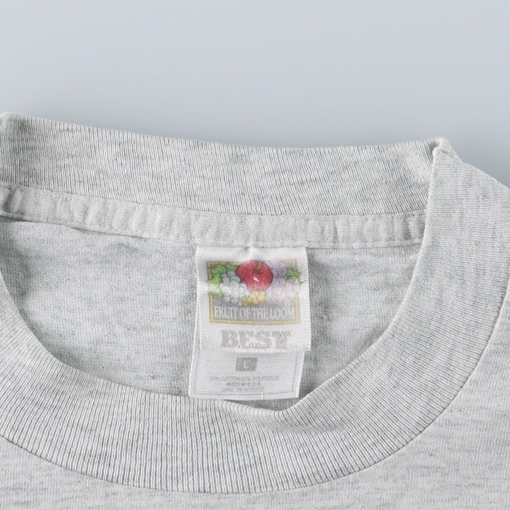 90'S Fruit of the Loom National Rice Month Print T-Shirt, Made in USA, Men's Size L (approx.), Vintage cotton gray type Vintage Second Hand