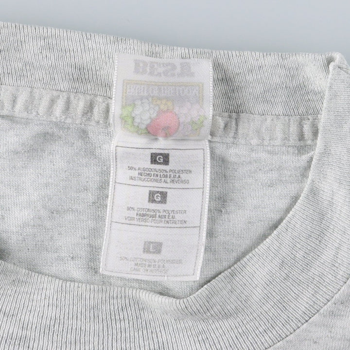 90'S Fruit of the Loom National Rice Month Print T-Shirt, Made in USA, Men's Size L (approx.), Vintage cotton gray type Vintage Second Hand