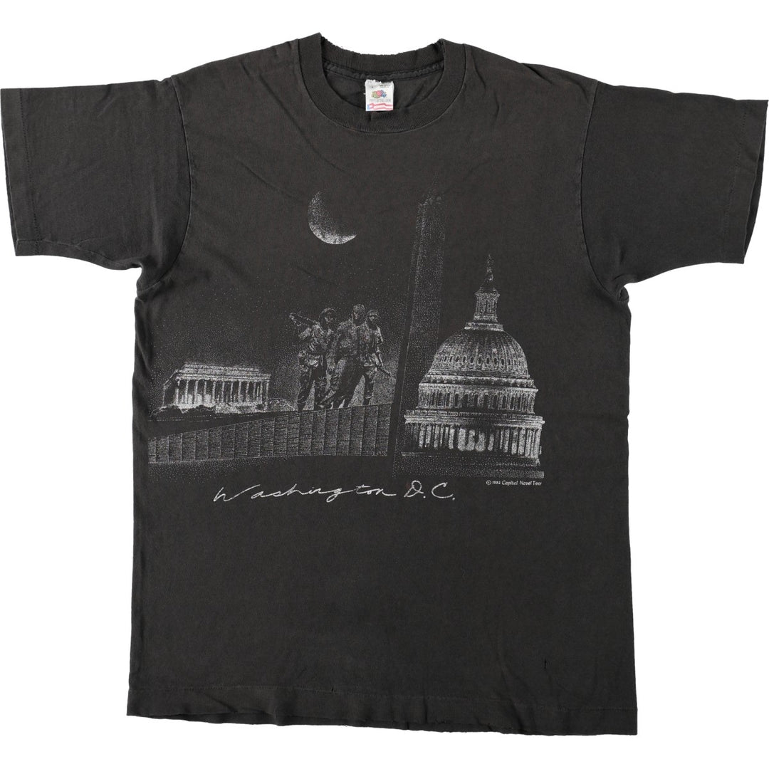 90'S Fruit of the Loom Vietnam War Memorial Souvenir T-Shirt, Made in USA, Men's Size L (approx.), Vintage cotton black type Vintage Second Hand