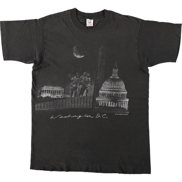 90'S Fruit of the Loom Vietnam War Memorial Souvenir T-Shirt, Made in USA, Men's Size L (approx.), Vintage cotton black type Vintage Second Hand