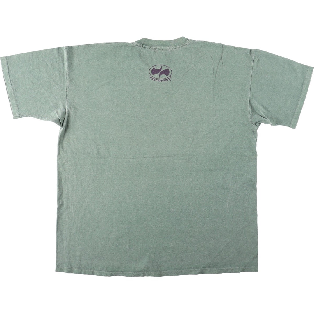 90'S PRECARYOUS Animal Pattern Print T-Shirt, Made in USA, Men's XL equivalent, Vintage cotton Khaki type sage green Vintage Second Hand