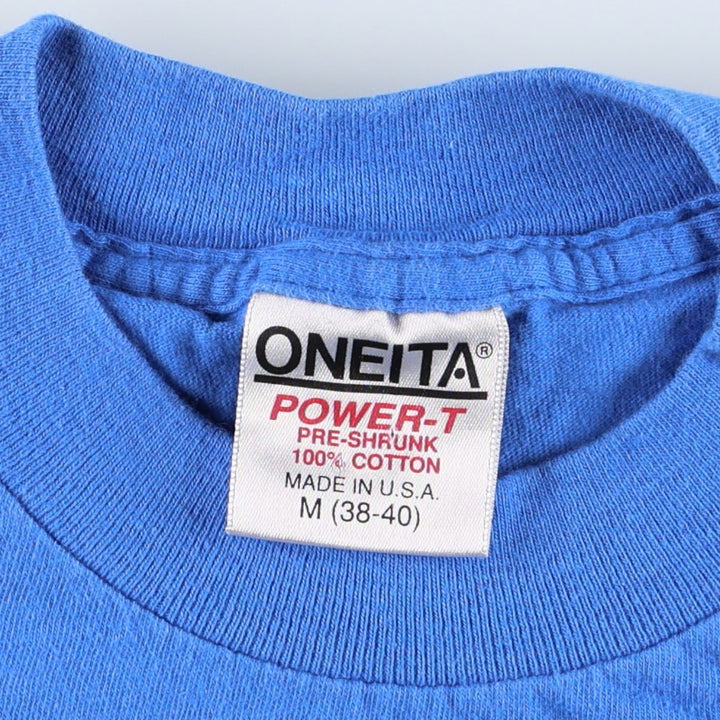 90'S ONEITA Fish Print Animal T-Shirt, Made in USA, Men's Size M (Equivalent), Vintage cotton blue type Vintage Second Hand