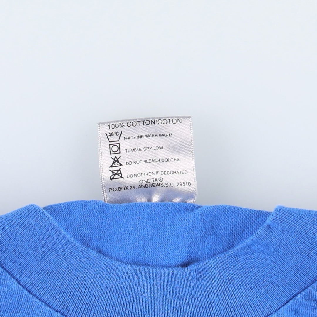 90'S ONEITA Fish Print Animal T-Shirt, Made in USA, Men's Size M (Equivalent), Vintage cotton blue type Vintage Second Hand