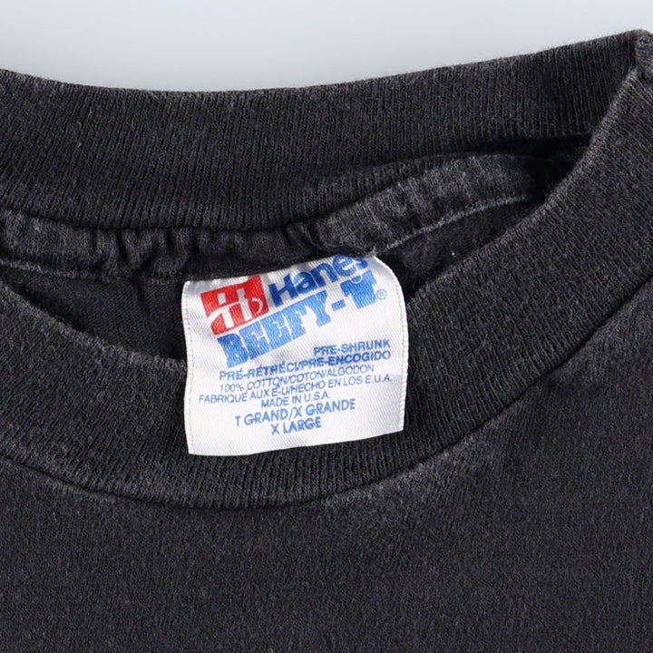 90'S Hanes BEEFY-T Advertising T-shirt Made in USA Men's XL Vintage cotton black type Vintage Second Hand